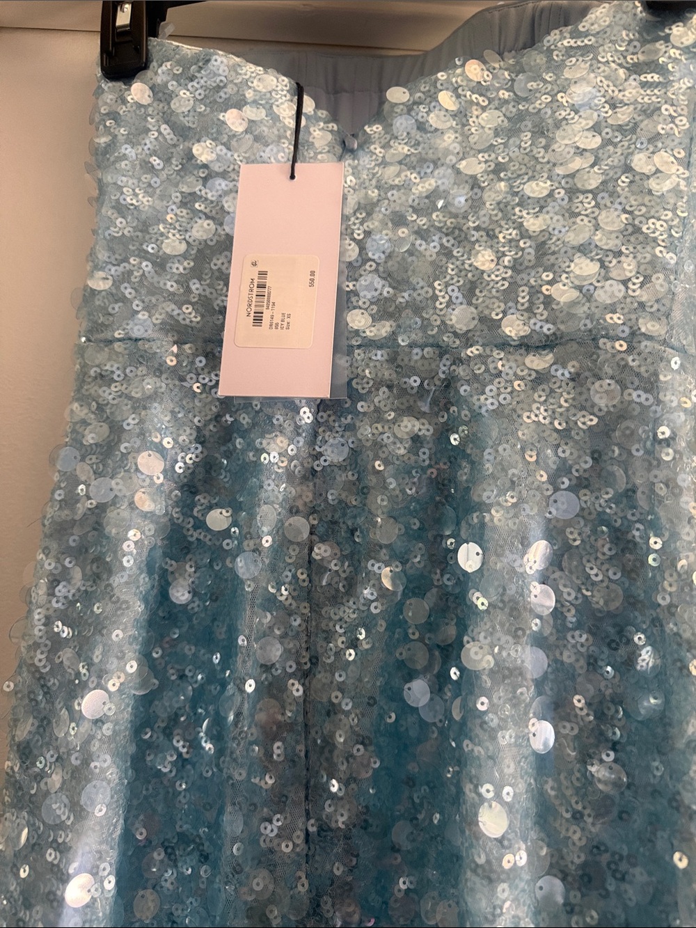 NWT Helsi Leslie sequin column gown icy blue - Picture 7 of 7